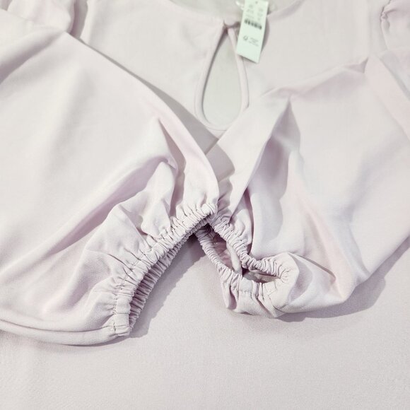 J Crew Pink Puff Sleeve Keyhole Neckline Crepe Top Blouse BL712 Women Size T XL - Picture 8 of 15